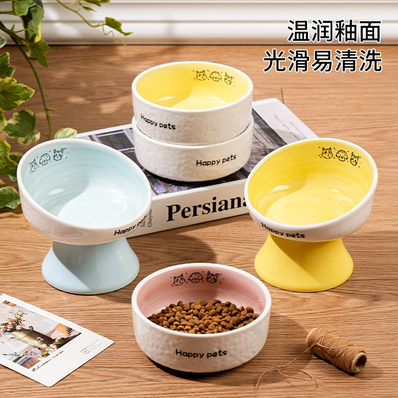 陶瓷高脚猫碗护颈不易打