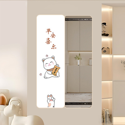 隐藏式全身镜装饰画推拉穿衣镜