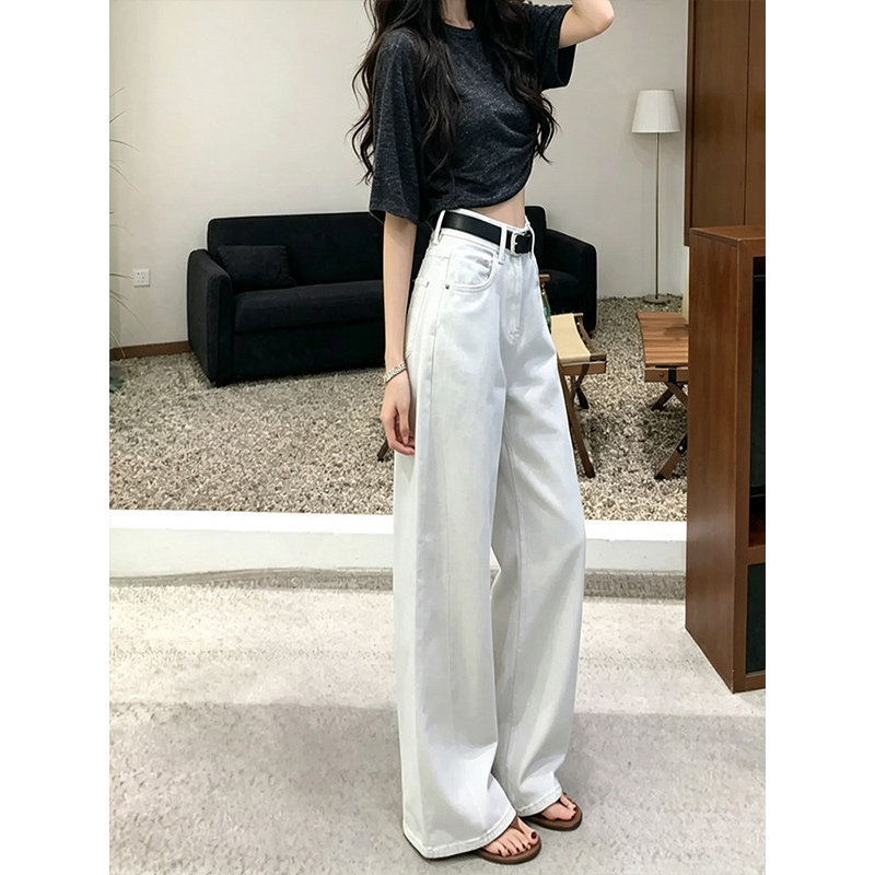 高腰显瘦小个子阔腿牛仔裤女早秋图片