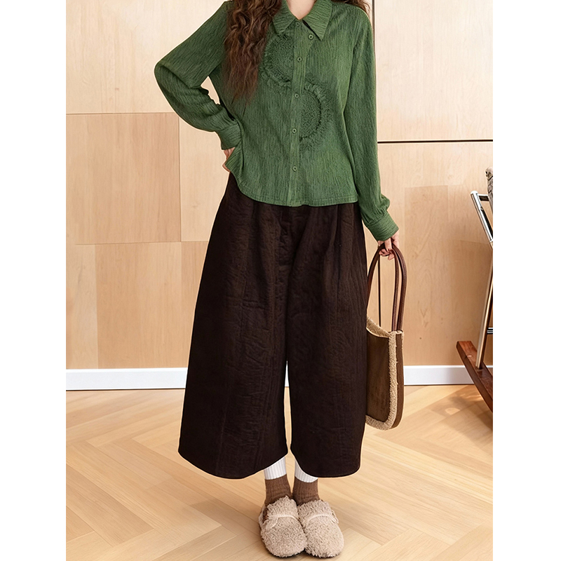 日系复古简约褶皱八分休闲裤女20