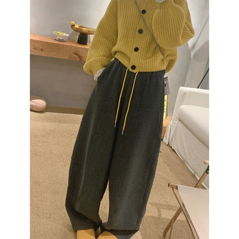 撞色抽绳弯刀卫裤女简约风百搭