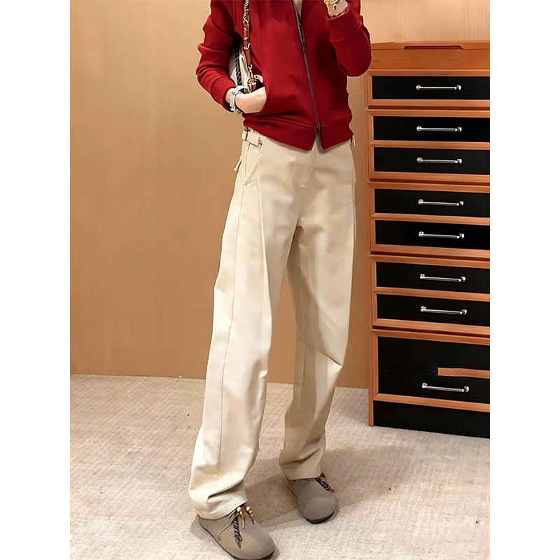 气质百搭窄版加绒加厚工装阔腿裤