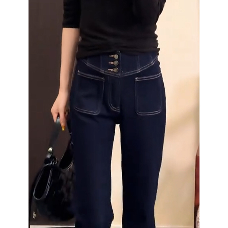 小个子高腰提臀微喇牛仔裤女2025