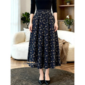 复古碎花半身裙女2026春季 新款 高腰文艺风松紧腰A字大摆中长裙子