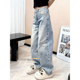 宽松显瘦百搭拖地长裤 美式 直筒牛仔裤 女2026早春大码 水洗时尚 个性