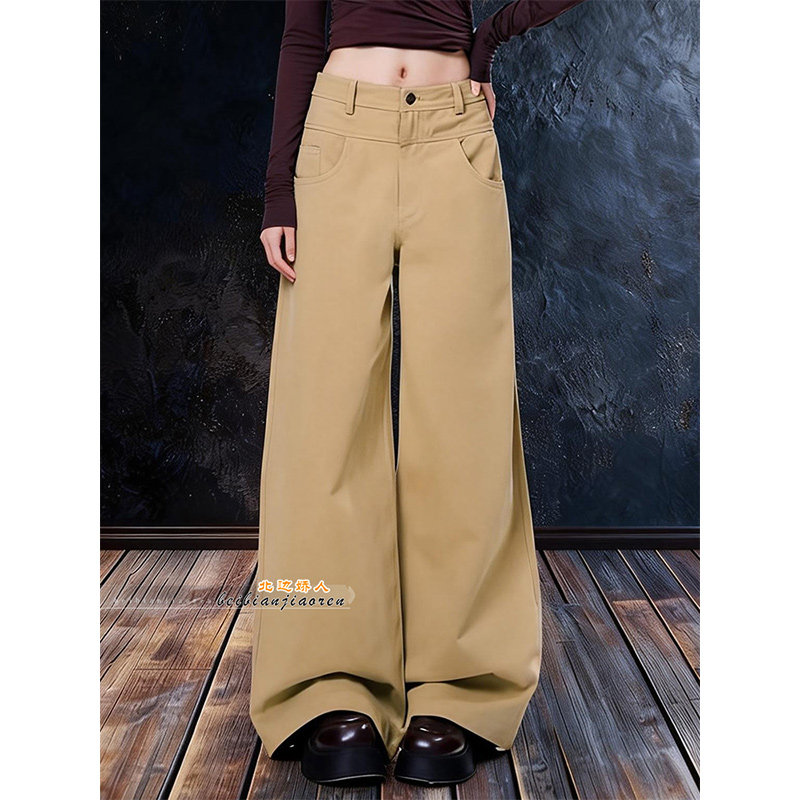 美式复古高腰阔腿裤牛仔女2026春季新款宽松显瘦百搭弯刀休闲长裤,女装/女士精品,大码裤装,淘宝优惠券,粉丝福利购,淘宝优惠卷