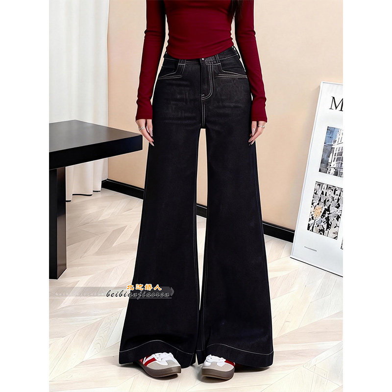 美式复古辣妹风阔腿牛仔裤女2026春季新款高腰宽松显瘦喇叭拖地裤,女装/女士精品,大码裤装,淘宝优惠券,粉丝福利购,淘宝优惠卷
