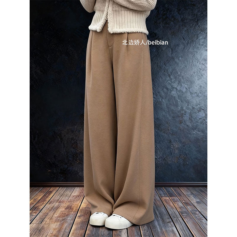 极简风高腰压褶阔腿休闲裤女2026早春高级感气质百搭显瘦垂感长裤,女装/女士精品,大码裤装,淘宝优惠券,粉丝福利购,淘宝优惠卷