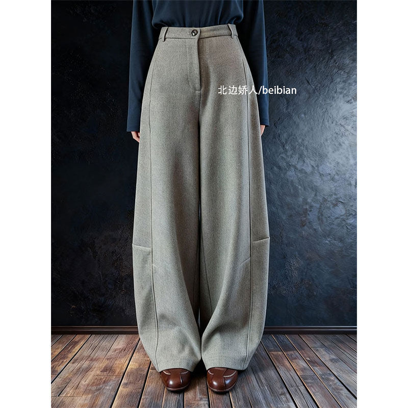 韩版时尚简约弯刀阔腿裤女2026早春极简风通勤百搭显瘦垂感休闲裤,女装/女士精品,大码裤装,淘宝优惠券,粉丝福利购,淘宝优惠卷