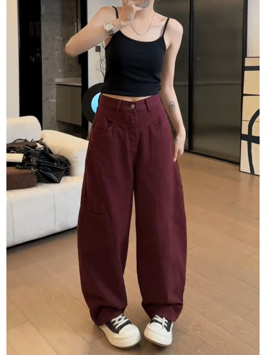 新款安可拉红弯刀牛仔裤