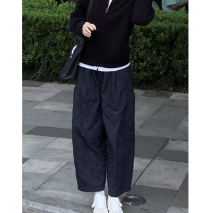 子 慵懒宽松百搭九分休闲裤 小个子菱格舒适保暖棉裤 女2025秋冬新款