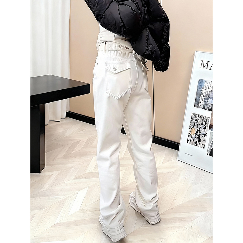 加绒加厚欧货百搭直筒牛仔裤女