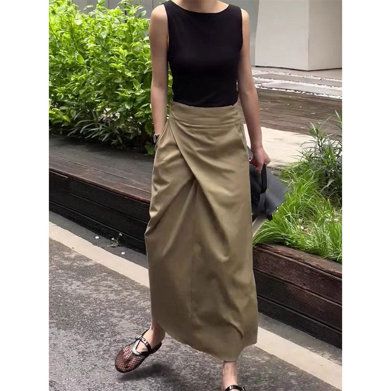 高级感不规则半身裙女2026春夏新款高腰显瘦通勤百搭包臀A字长裙