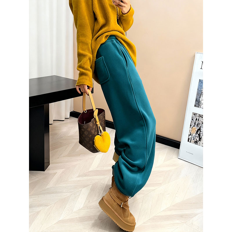 摇粒绒加绒加厚高腰抽绳束脚卫裤