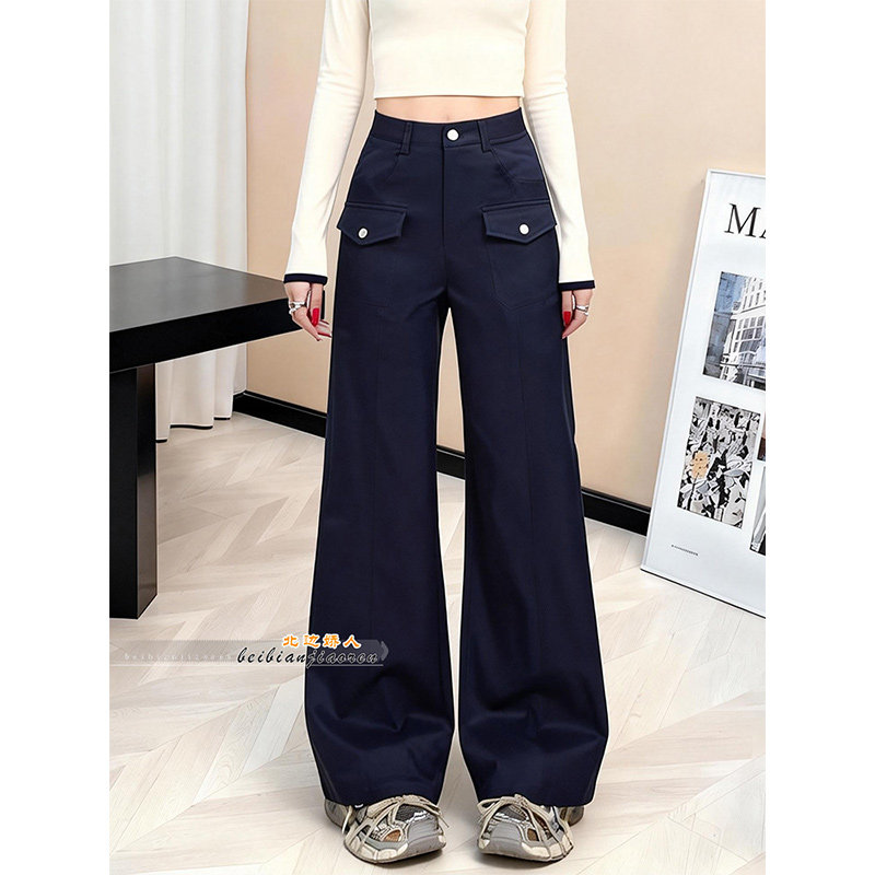 美式复古工装风阔腿裤女2026春季新款高腰宽松显瘦百搭直筒弯刀裤,女装/女士精品,大码裤装,淘宝优惠券,粉丝福利购,淘宝优惠卷
