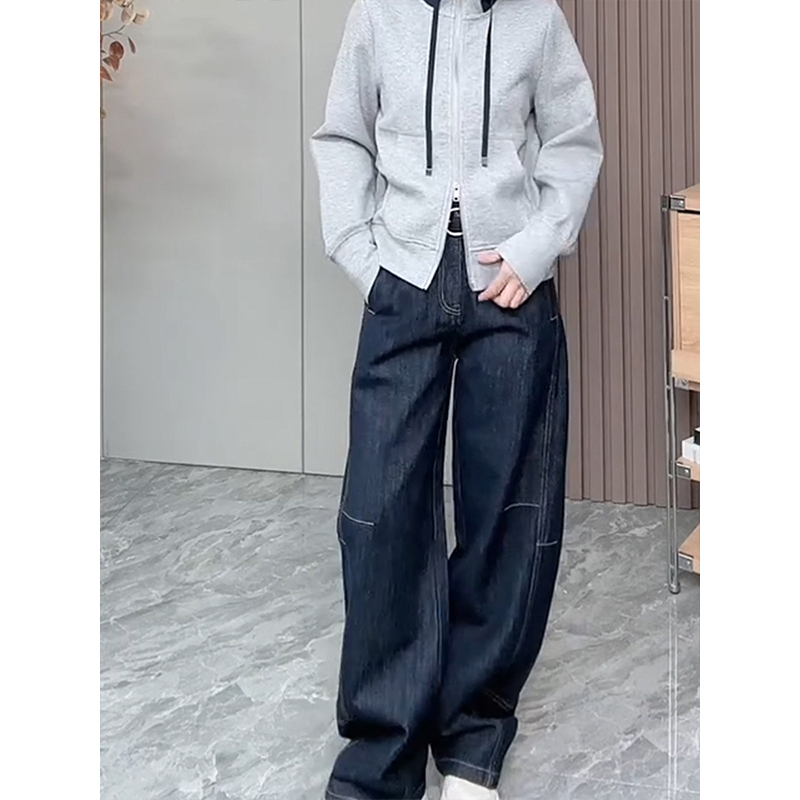 明线立体剪裁弯刀牛仔裤女2025