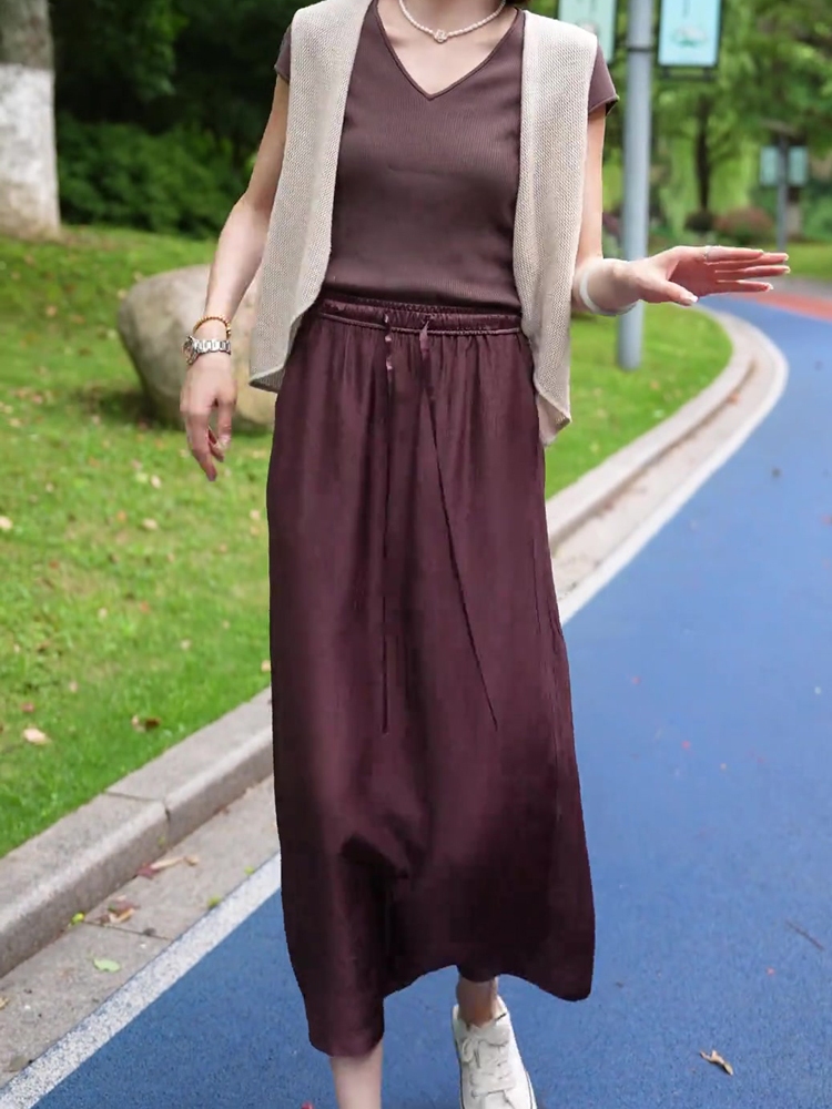 时尚气质百搭醋酸半身裙女