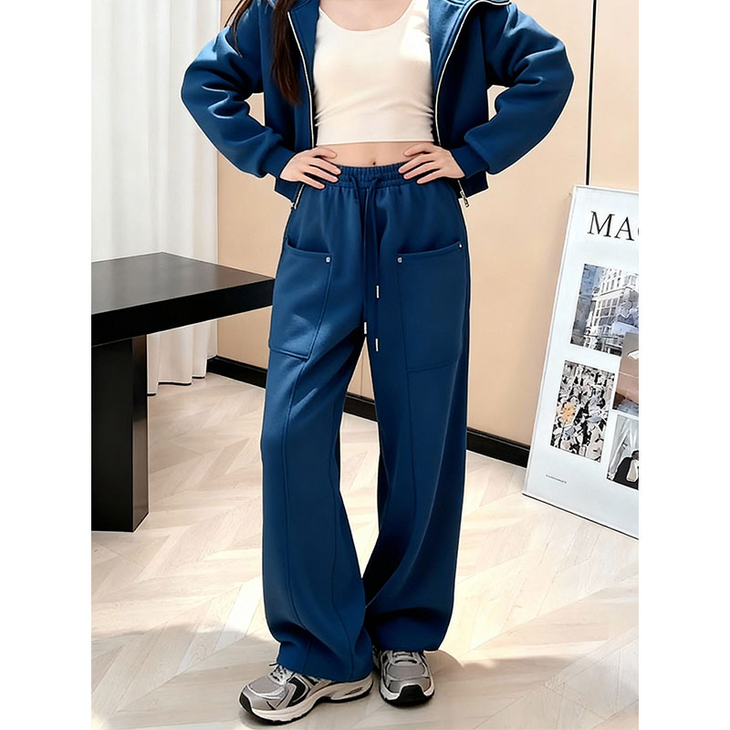 慵懒风抽绳弯刀裤女宽松显瘦加绒