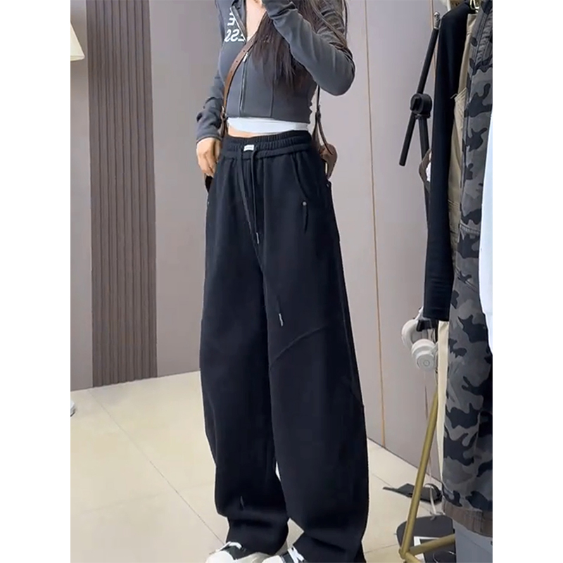 潮流黑色弯刀休闲裤女舒适百搭