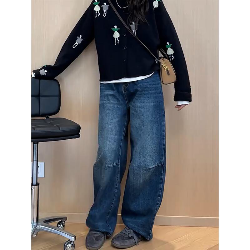 高腰显瘦蓝色牛仔裤女立体剪裁