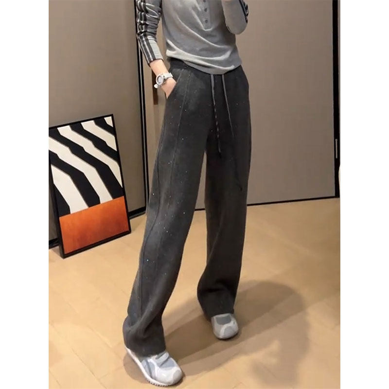 复古高腰抽绳阔腿裤女2026早春大码宽松显瘦百搭舒适垂感休闲长裤,女装/女士精品,大码裤装,淘宝优惠券,粉丝福利购,淘宝优惠卷