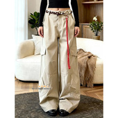 裤 设计感个性 新款 宽松显瘦百搭休闲弯刀工装 抽绳阔腿裤 女2026春季