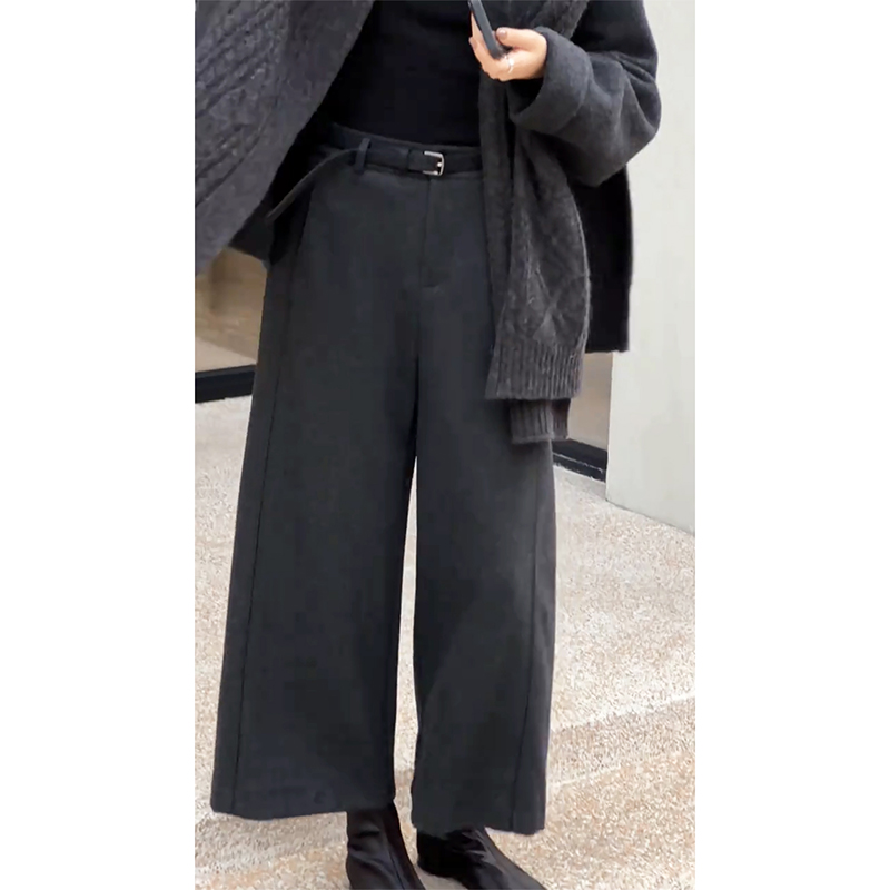 加厚毛呢慵懒百搭九分休闲裤女