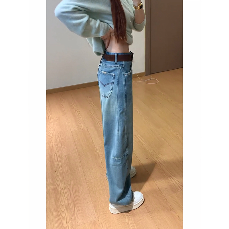 保暖遮肉复古直筒牛仔裤女2025冬