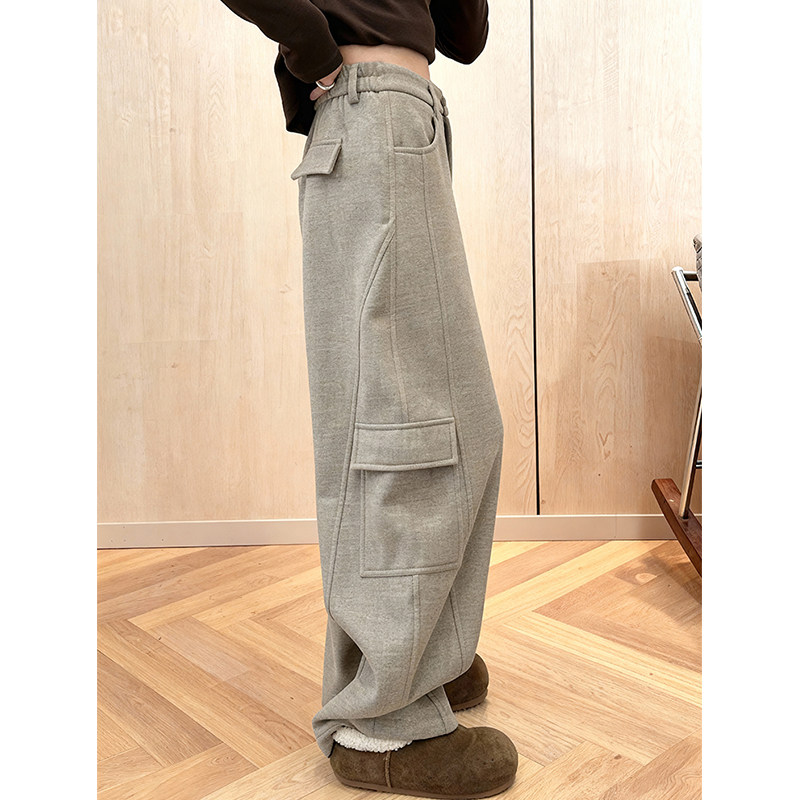韩系复古工装风宽松百搭休闲裤女2025冬季新款通勤显瘦舒适阔腿裤,女装/女士精品,大码裤装,淘宝优惠券,粉丝福利购,淘宝优惠卷