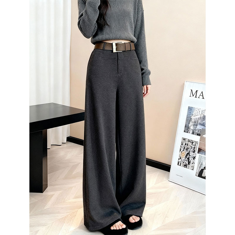 灰色宽松显瘦高级感裤子2025秋冬