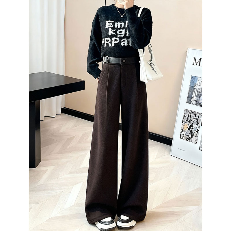 黑色宽松显瘦高级感裤子拖地垂感