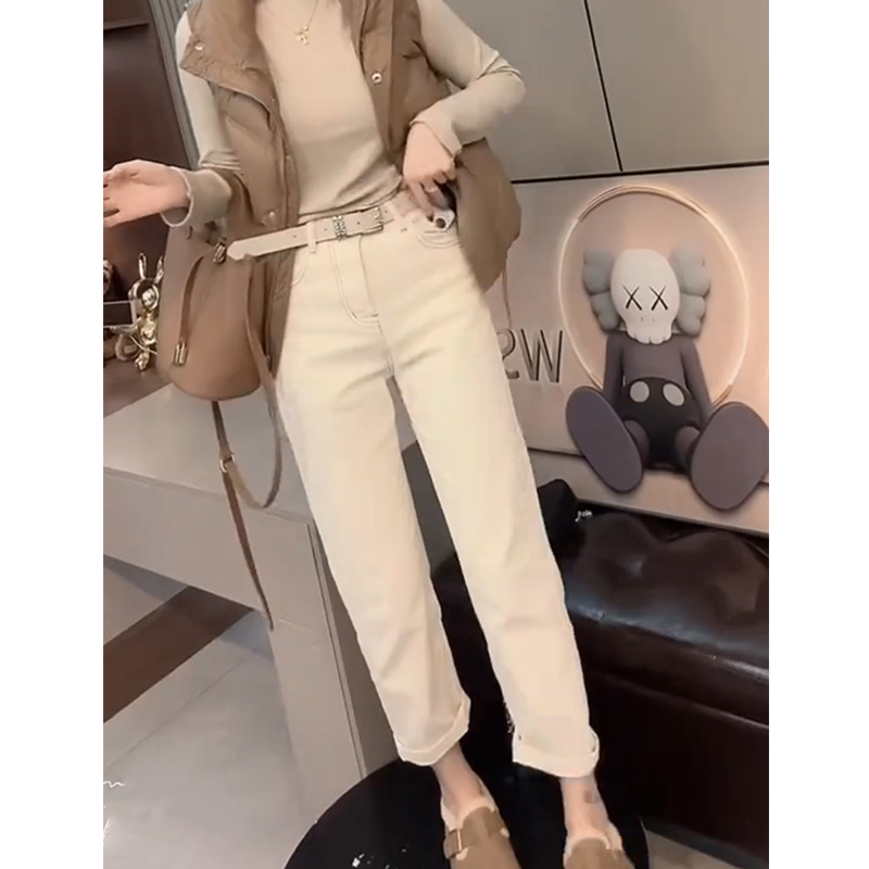 小个子高腰直筒牛仔裤女2025秋冬