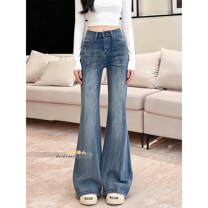 大码美式复古微喇牛仔裤女2026春季新款高腰显瘦垂感阔腿喇叭长裤,女装/女士精品,大码裤装,淘宝优惠券,粉丝福利购,淘宝优惠卷