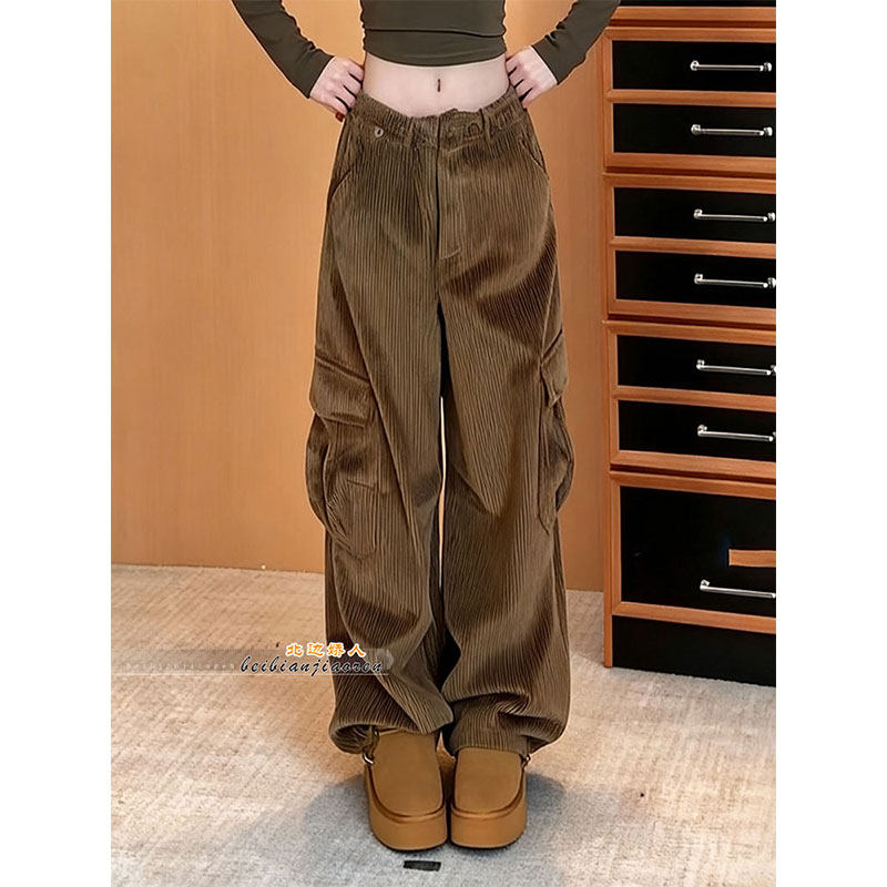 复古灯芯绒工装阔腿裤女2026早春大码胖mm遮肉显瘦宽松百搭休闲裤,女装/女士精品,大码裤装,淘宝优惠券,粉丝福利购,淘宝优惠卷