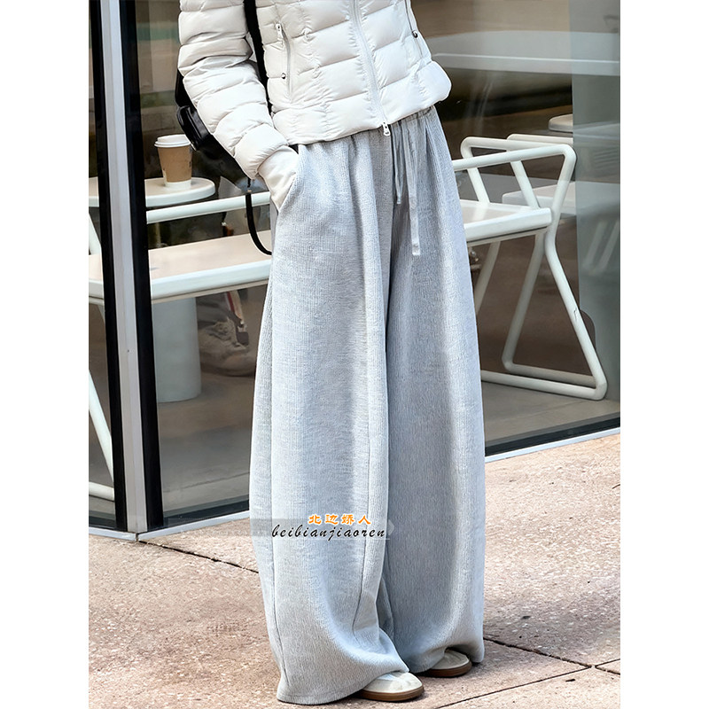 灰色慵懒风高腰垂感弯刀阔腿裤女2026春季宽松百搭垂感显瘦休闲裤,女装/女士精品,大码裤装,淘宝优惠券,粉丝福利购,淘宝优惠卷