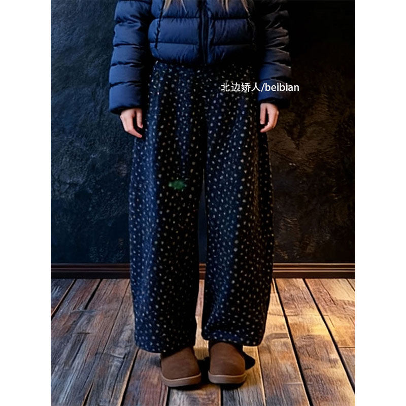 复古时尚印花加厚阔腿休闲裤女2026早春大码宽松显瘦百搭直筒裤子,女装/女士精品,大码裤装,淘宝优惠券,粉丝福利购,淘宝优惠卷