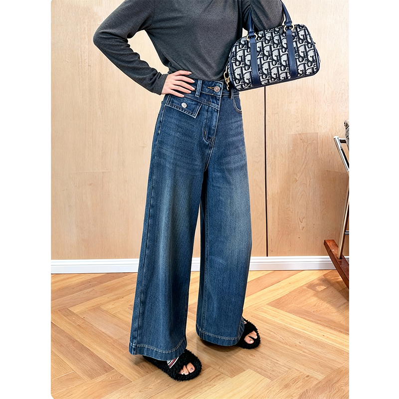 加绒加厚小个子高级感牛仔裤2025