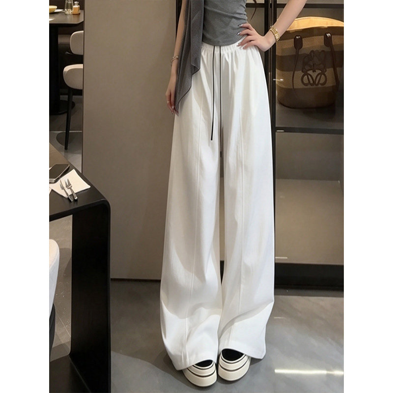 微胖显瘦遮胯白色阔腿裤女2026秋季新款宽松高腰直筒裤梨形报恩裤