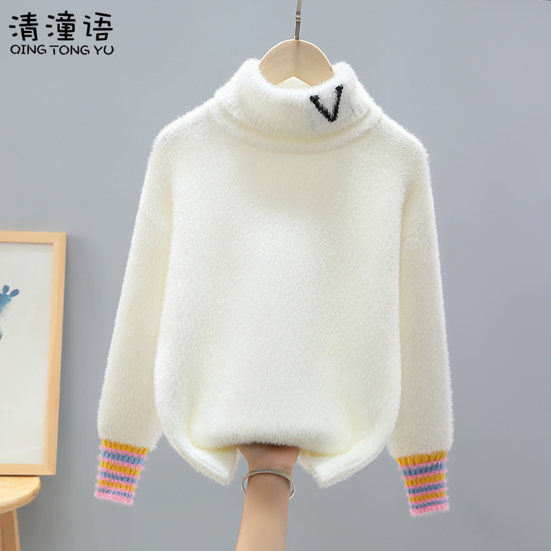 2022女童秋冬新款高领毛衣潮流