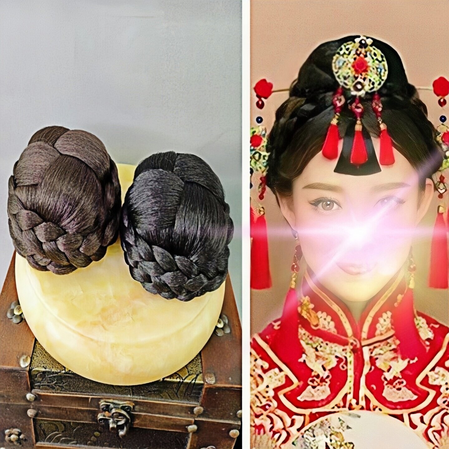 古风假发包高温丝发碗盘发丸子头图片