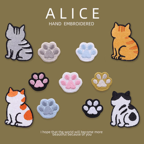 爪子自粘刺绣贴卡通衣服补丁