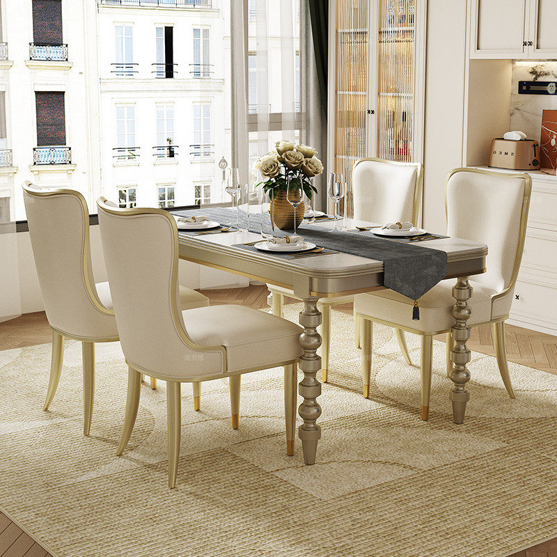 简菲娜麦克森实木岩板餐桌轻奢美式家用设计师长方形餐桌椅组合,住宅家具,岩板餐桌,淘宝优惠券,粉丝福利购,淘宝优惠卷