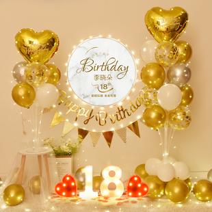 18周岁生日派对发光树场景装饰十八岁成人礼圆海报盒子背景墙布置