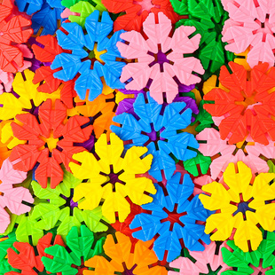 6岁幼儿园男女孩 儿童树叶雪花片积木玩具大号拼装 拼插益智盒装