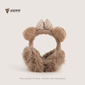 儿童可爱小熊毛绒耳套女童秋冬季 保暖耳罩蝴蝶结防寒耳暖防寒防冻