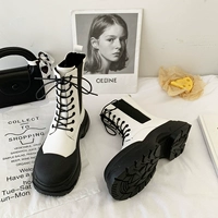 Martens, демисезонные утепленные эксклюзивные короткие сапоги на платформе, коллекция 2022, широкий устойчивый каблук