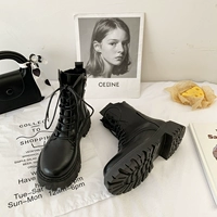 Martens, черные демисезонные утепленные ретро короткие сапоги на платформе в английском стиле, коллекция 2022, в британском стиле