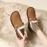 Обувь Birkenstock, женская зимняя бархатная обувь, новинка 2022 года, теплые хлопковые туфли без шнуровки на толстой подошве, можно носить поверх шапок