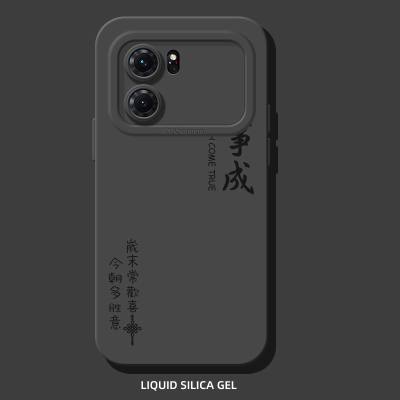 适用于oppok10手机壳Pro书法文字k9石墨黑k9x液态硅胶k5软壳防摔男外壳2024新款心想事成55保护套