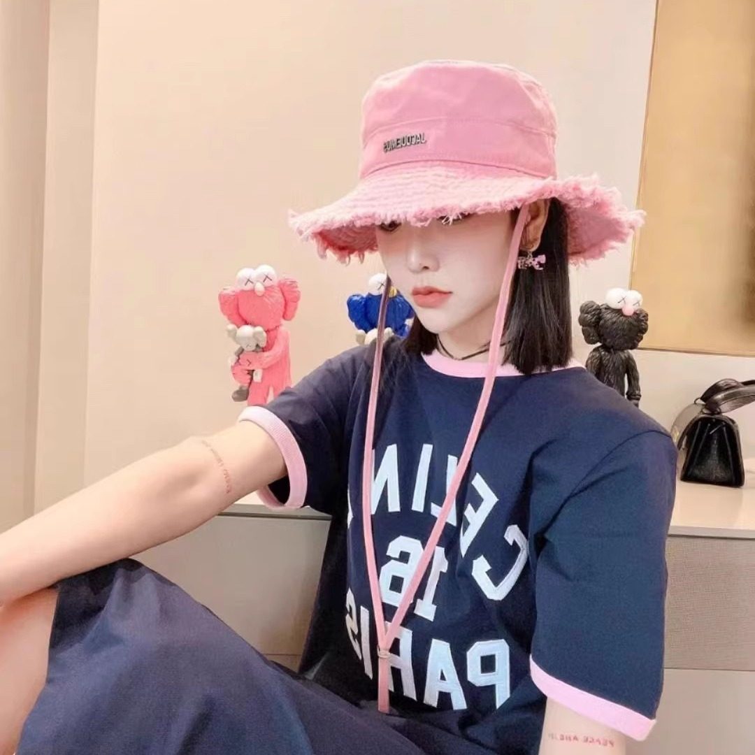 泫雅同款毛边百搭渔夫帽日系大沿遮阳帽磨破批发水洗防晒帽盆帽